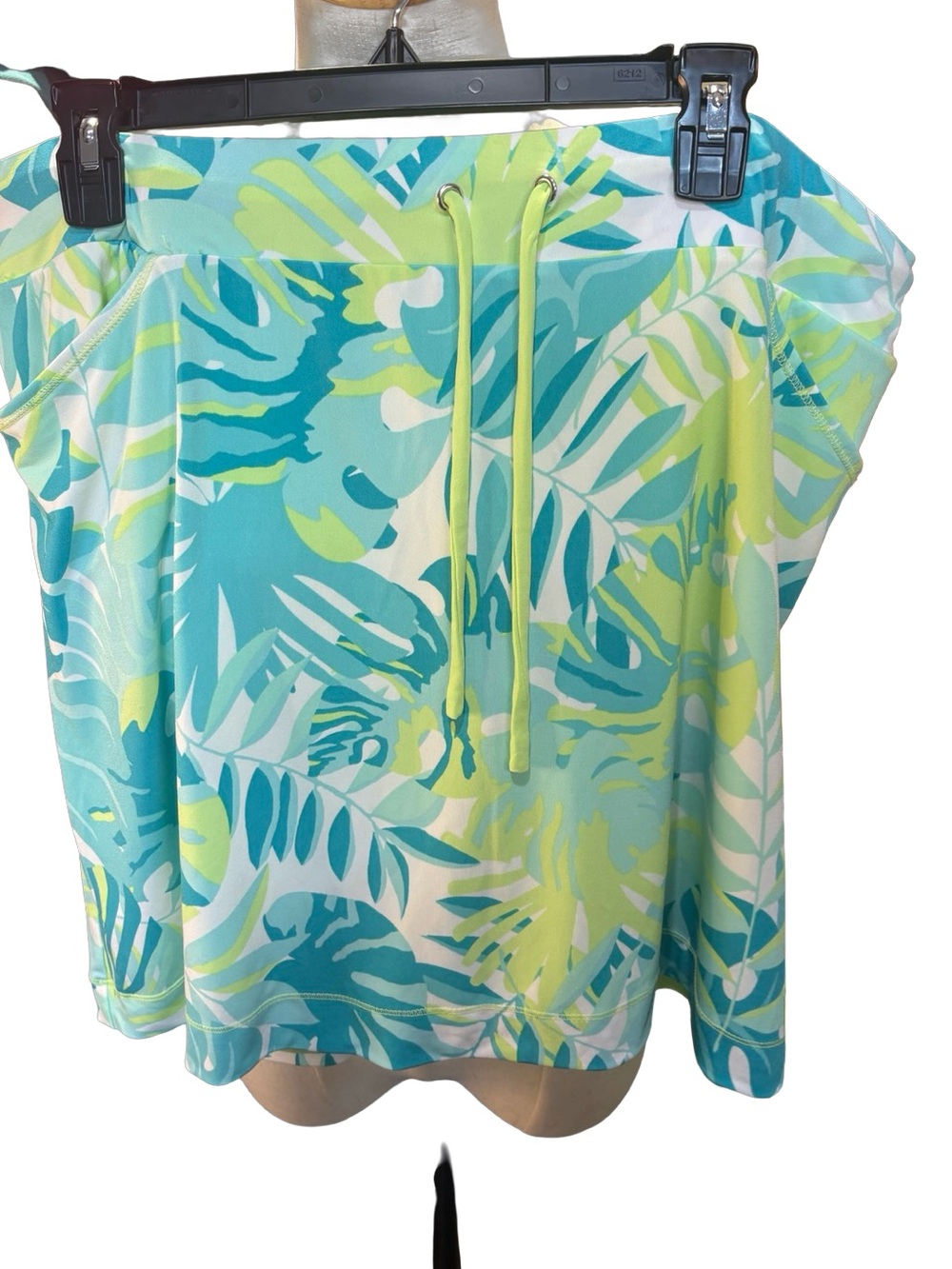 Weekends by Chico's Aqua & Lime Tropical Leaf Skort swim skirt Beach Chico 3 XL